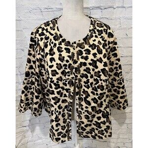 Carole Little Woman Cheetah Print Lightweight Jacket Size 1X/2X